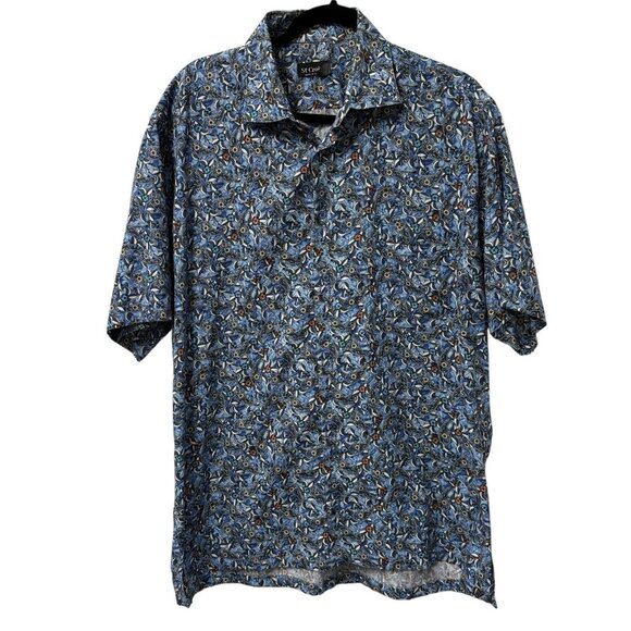 ST. CROIX SHIRT PAISLEY FLORAL MENS XL BLUE BUTTON UP COTTON BREATHABLE ARTSY - Picture 1 of 9